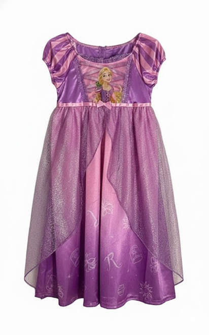 Disney Rapunzel and Pascal Girl's Purple Satinet and Tulle Nightgown, Gown | Little Dreamers Pajamas