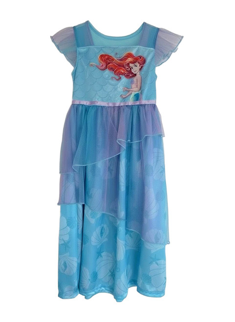 Disney Little Mermaid Ariel Girl's Tulle and Satinet Nightgown, Gown