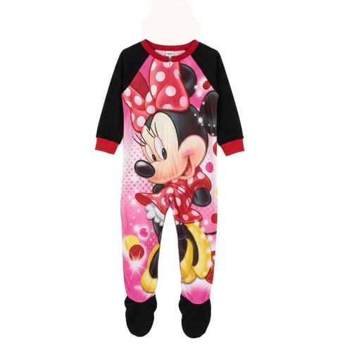 Disney Minnie Mouse Toddler Girl's Fleece Footed Polka Dot Sleeper, Size 5T
