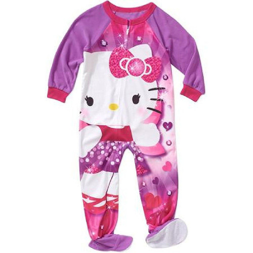 Hello Kitty Toddler Girl's Jewels and Hearts Footed Pajama Sleeper, Size 4T