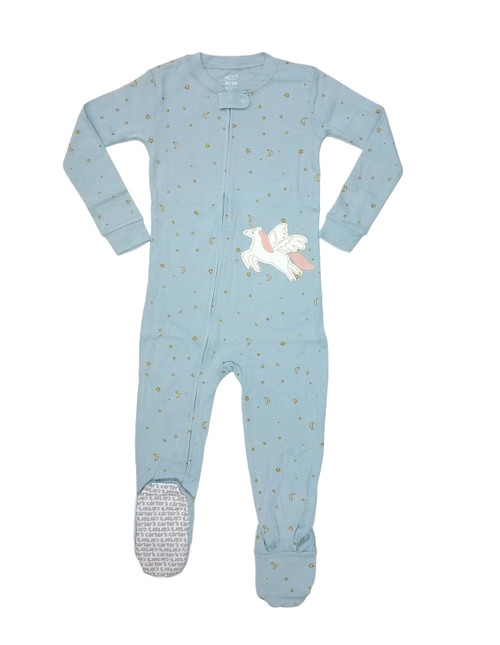 Carter's Toddler Girl's Unicorn, Stars and Moon Print Blue Footed Pajama Sleeper