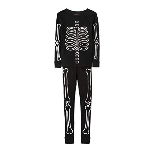 Boy's Black Glow-in-The-Dark Halloween Skeleton Pajama Set