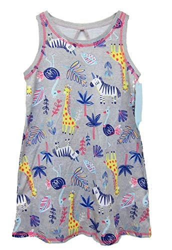 Girl's Heather Gray Tropical and Animal Print Nightgown, Gown, Size 7/8 | Little Dreamers Pajamas