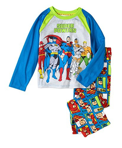 Justice League Super Heroes Boy's Glow-in-The Dark Polyester Pajama Set | Little Dreamers Pajamas