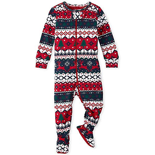 Toddler Boy's Christmas Fair Isle Reindeer Cotton Footed Pajama Sleeper | Little Dreamers Pajamas