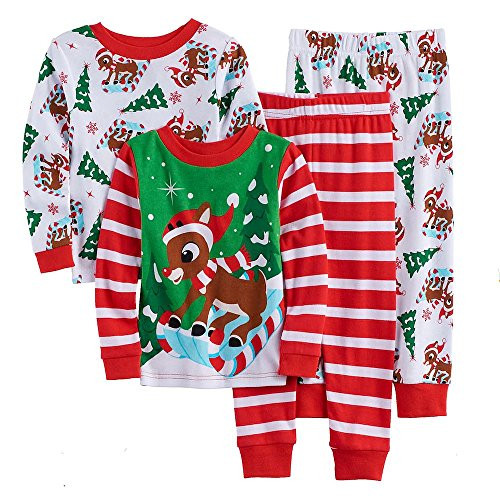 Rudolph The Red-Nosed Reindeer 4-Piece Cotton Christmas Pajama Set | Little Dreamers Pajamas
