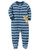 Carter's Blue Striped Moose Fleece Blanket Pajama Sleeper