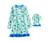 Girl's Blue Christmas Santa Dogs, Cats Fleece Nightgown with Doll Gown, Size 3T