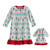 Girl's Christmas Tree Fair Isle Fleece Nightgown with Doll Gown, Size 4