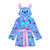 Girl's Stitch Hooded Print Character Bathrobe, Soft Costume Fleece Blue Robe