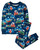 Boy's Train and Christmas Print Glow-in-the-Dark Holiday Cotton Pajama Set