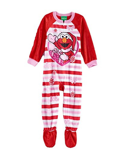 Sesame Street Santa Elmo Toddler Girl s Fleece Footed Christmas