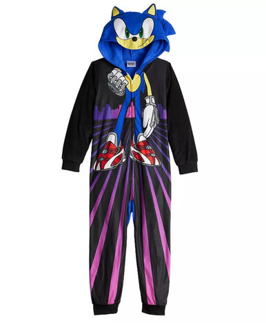 Sonic The Hedgehog Prime Boy's Hooded Fleece Costume Pajama