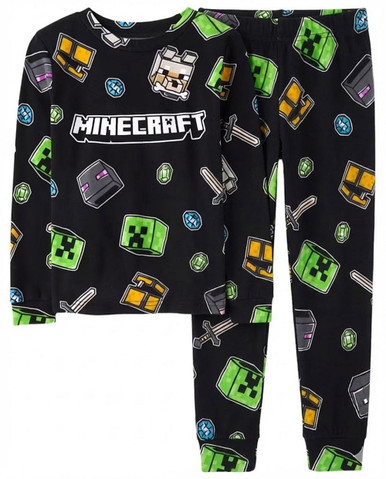 Minecraft Creeper TNT Pigiama Corto Per Ragazzi – Ufficiale, Taglie 128-170, Nero/Grigio - 2