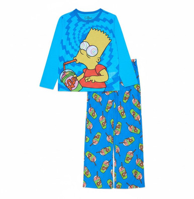 Red Simpsons Pyjamas The Simpsons Bart Simpson Super Squishee Boy's Long-Sleeved Pajama ...