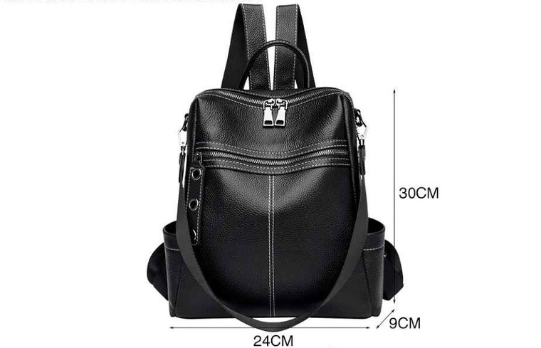 Leather handbag/backpack Black