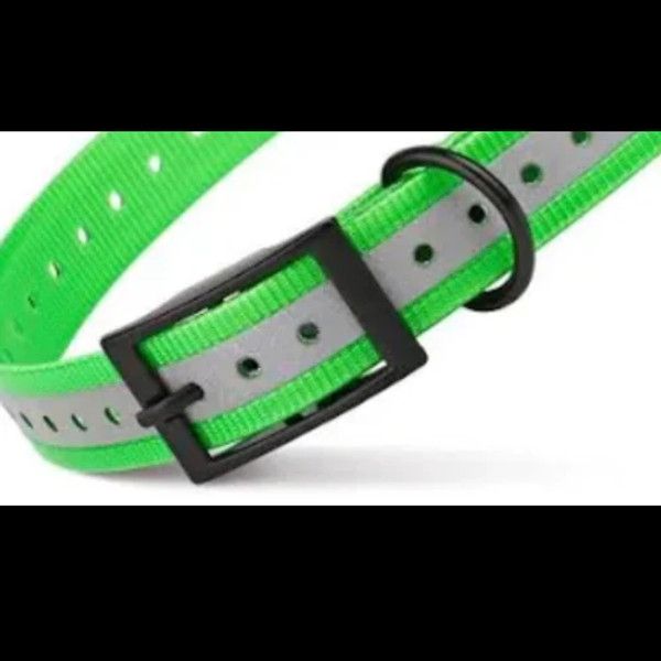 Dog Collar, 3/4" x 16" Reflective with O-Ring, Black Hardware