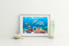 Fins and Friends – Coastal Dolphin Matted Art Print