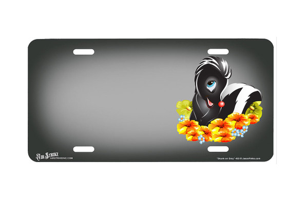 "Skunk on Gray" - Decorative License Plate