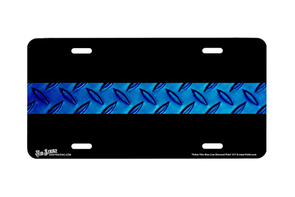 "Police Thin Blue Line Diamond" - Decorative License Plate