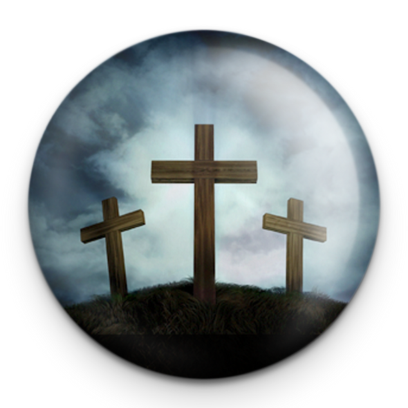 "Three Crosses" - 1" Round Pinback Button