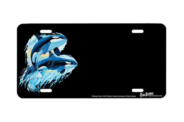 "Rainbow Orcas" - Decorative License Plate