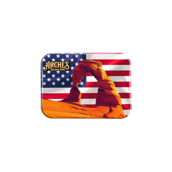 Arches National Park Delicate Arch American Flag Magnet – 2.5" x 3.5" Rectangle Fridge Magnet