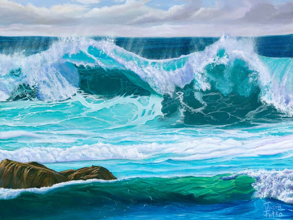 White Wash Wave – Coastal Matted Art Print