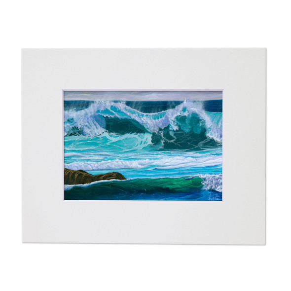 White Wash Wave – Coastal Matted Art Print