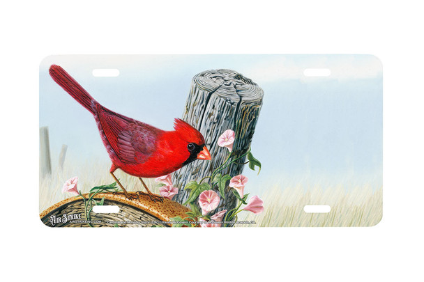 "Cardinal And Morning Glory" - Decorative License Plate