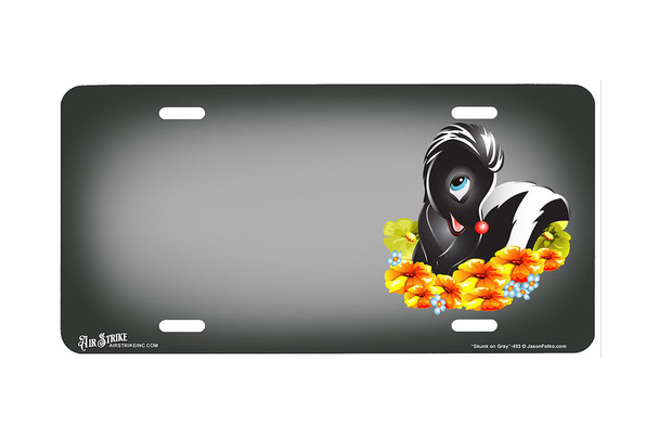 "Skunk on Gray" - Decorative License Plate