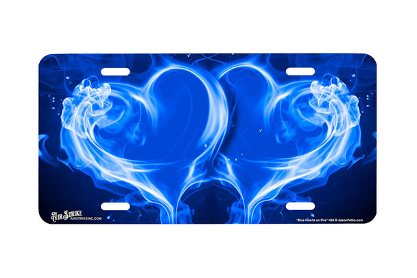 "Blue Hearts on Fire" - Decorative License Plate