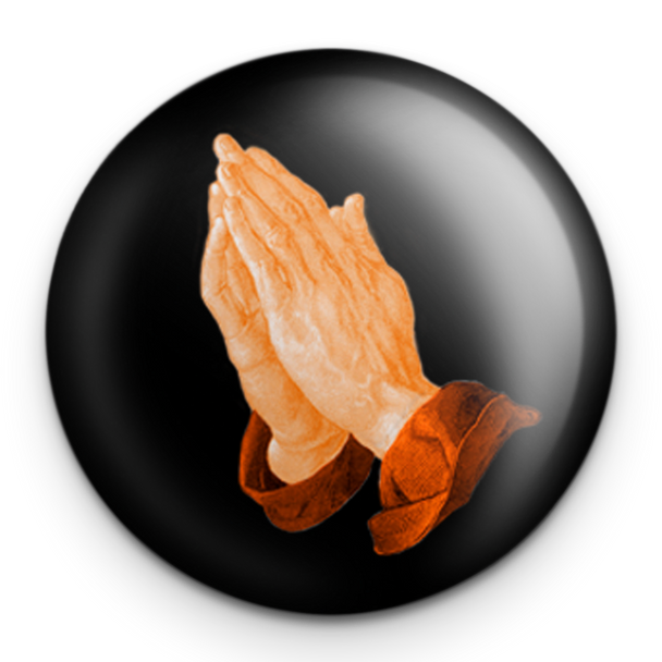 "Praying Hands on Black" - 1" Round Pinback Button