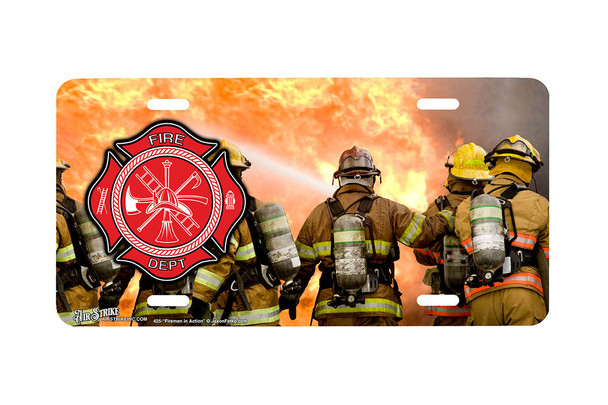"Firemen in Action" - Decorative License Plate