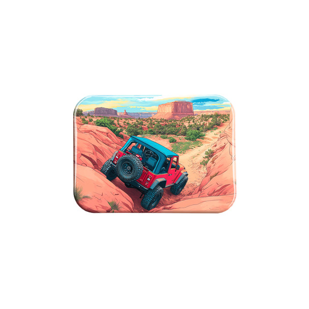 Red 4x4 Rock Crawler – 2.5" x 3.5" Rectangle Fridge Magnet