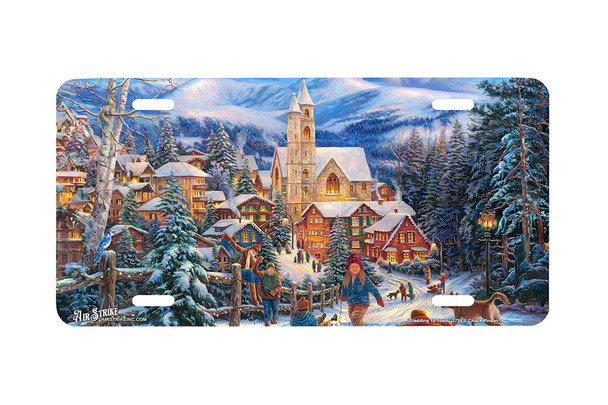 "Sledding To Town" - Decorative License Plate