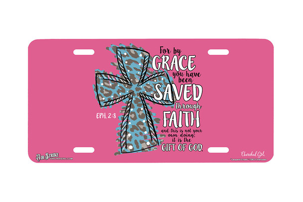 "Leopard Cross" - Decorative License Plate