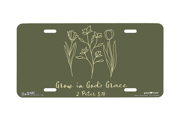 "Grow in God���������s Grace" - Decorative License Plate