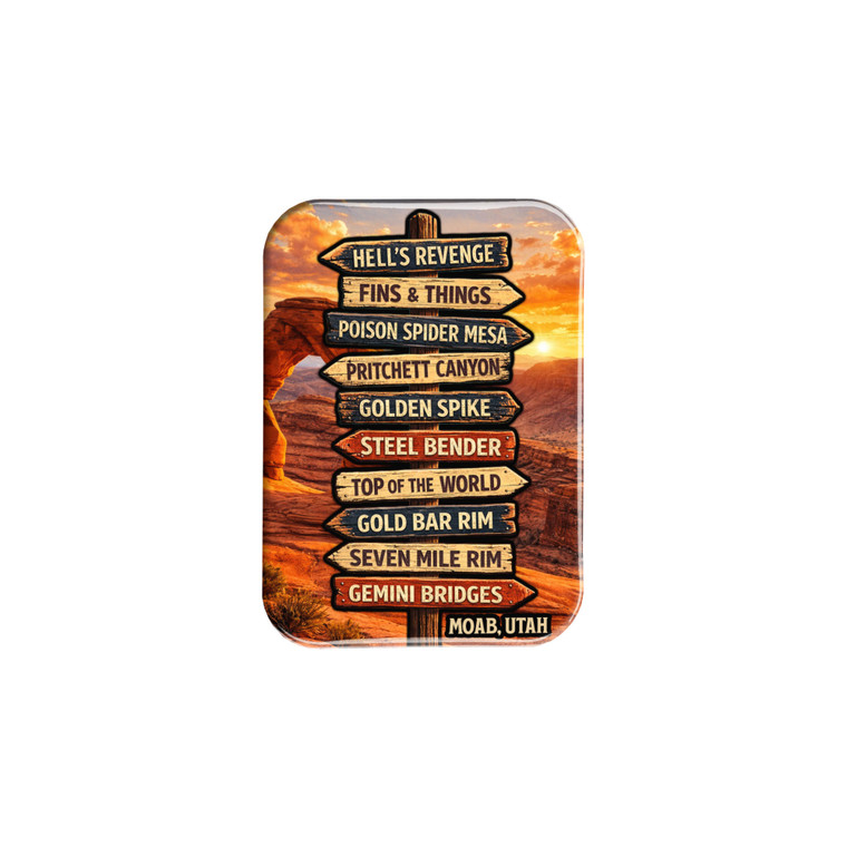Moab Top 10 Off-Road Trails Signpost Magnet – 2.5" x 3.5" Rectangle Fridge Magnet