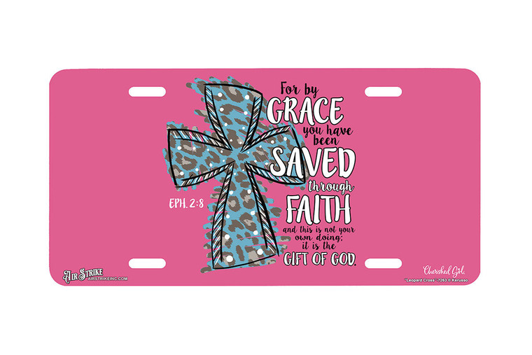 "Leopard Cross" - Decorative License Plate