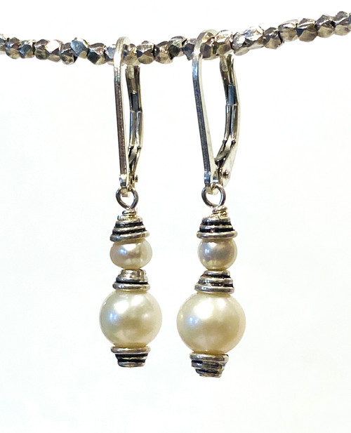 Classic double wrapped freshwater pearl earrings