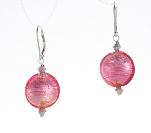 Rubino silver foil lined lentil earrings