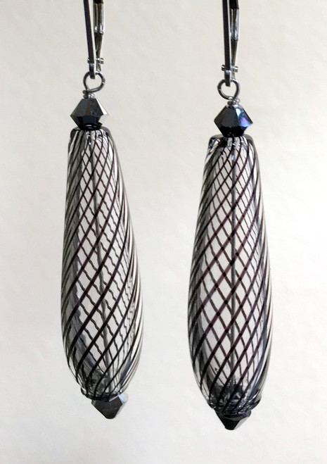 Black Murano glass drop earrings