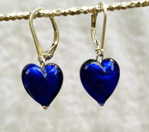 12mm Cobalt blue Venetian glass lined with silver foil