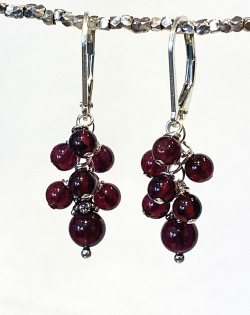 Garnet cluster earrings
