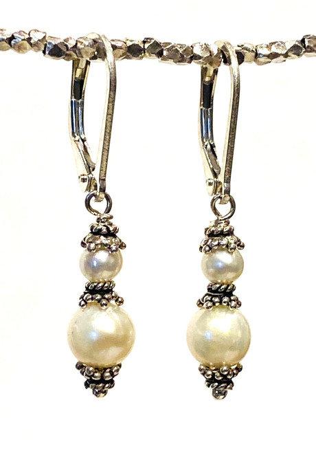 Double wrapped freshwater pearl earrings