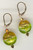 Amber and grass green gold foil lined lentil earrings