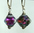 Purple dichroic lampworked crystal shaped earrings
