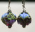 Blue and purple floral lampworked crystal shaped earrings