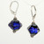 Cobalt dichroic lampworked glass crystal shaped earrings